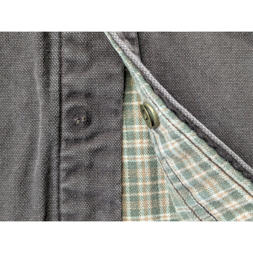 Carhartt Mens XL Tall Brown Canvas Shirt Jacket Plaid Lined Distressed Workwear - Picture 14 of 16